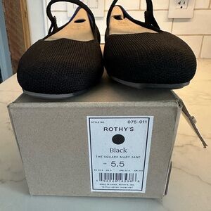 Rothy's Black Square Mary Jane Flats
